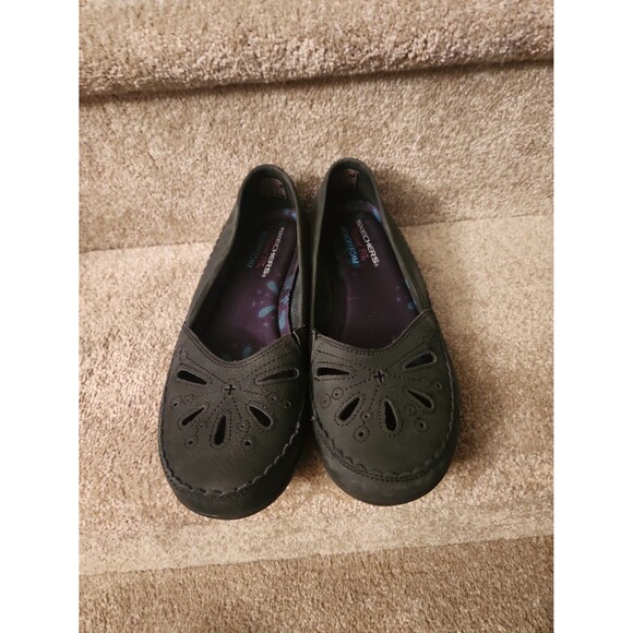 Skechers Relaxed Fit Memory Foam Career Flower Power Flats in Black Size 8 - Picture 10 of 10
